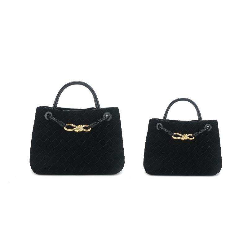 Suede Woven Bag, Hand Bag, Women's Bow Metal Buckle, Large Capacity Commuter Shoulder Messenger Tote Bag