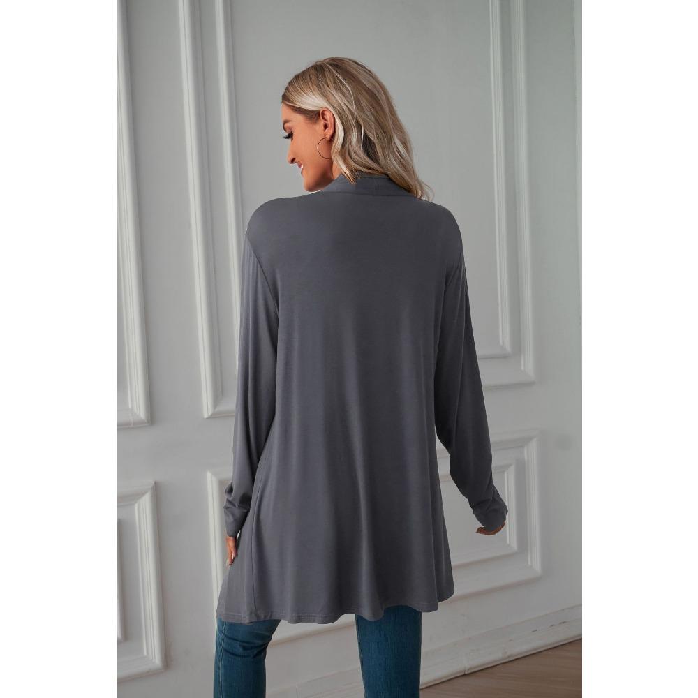 Women's Long Sleeve Jacket Fall New Arrival Solid Color Long Sleeve Cardigan Women's Outerwear Casual Long Top