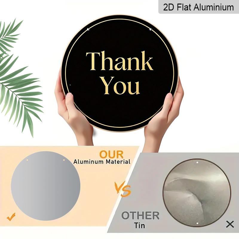 2D Flat Retro Aluminum Wall Stickers In Various Sizes. "Thank You" Sign On A Black Background. A Minimalist, Understated Luxury Style, Perfect for