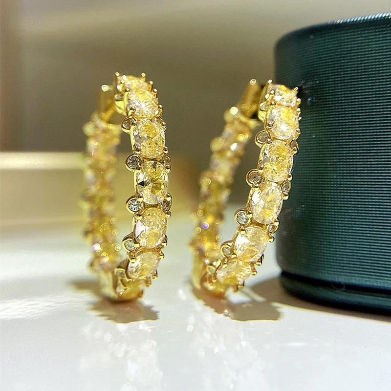 

CAOSHI Gorgeous Bright Zirconia Crystal Hoop Earrings Women Fashion Luxury Party Accessories Trendy Gold Color Jewelry for Party