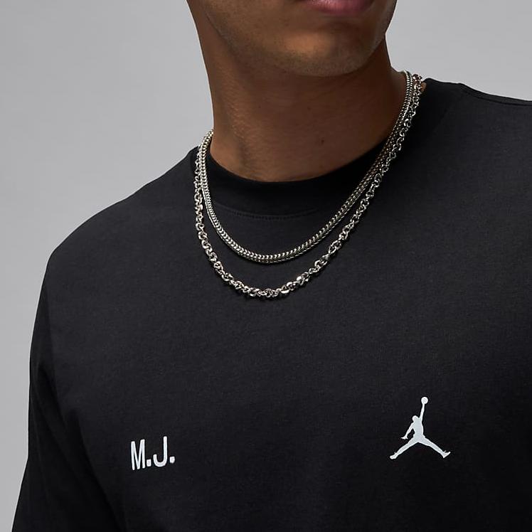 Jordan Logo Letter Print Round Neck Pullover Long Sleeve T-Shirt Men Tops Black FZ1934-010
