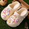 Zoccoli alla Moda Comodi per Bambina con Charms Luminosi a Cartone Animato di Unicorno, Zoccoli Antiscivolo per Interno Esterno Spiaggia Piscina 3057