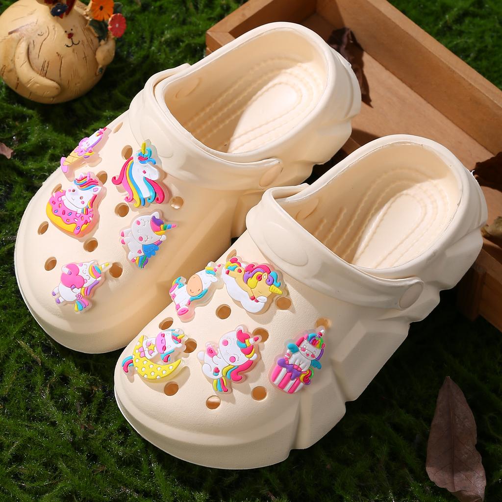 Zoccoli alla Moda Comodi per Bambina con Charms Luminosi a Cartone Animato di Unicorno, Zoccoli Antiscivolo per Interno Esterno Spiaggia Piscina 3057