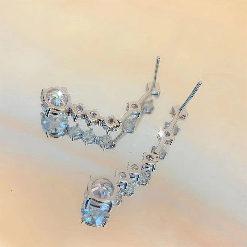 D VVS1 Moissanite Drop Earrings S925 Sterling Silver with GRA Certified Wedding Long Tassel Diamond Earring For Women