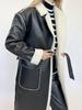 Women's Casual Leather Trench Coat - Autumn/Winter Fashion Outerwear, Loose Fit