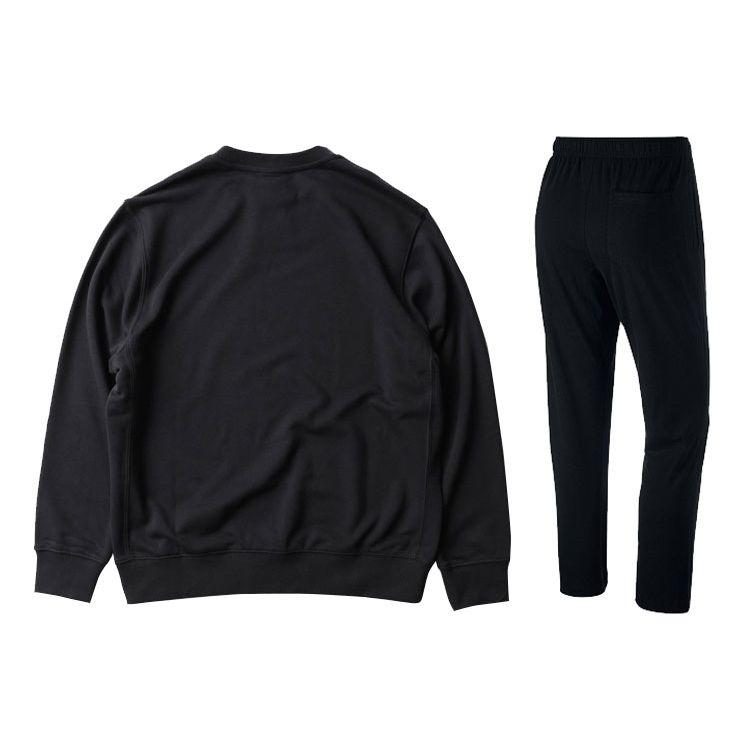 Nike Solid Color Logo Round Neck Long Sleeve Sweatshirt And Pants Casual Sports Set Men Sweatshirt Black BV2667-010+BV2767-010