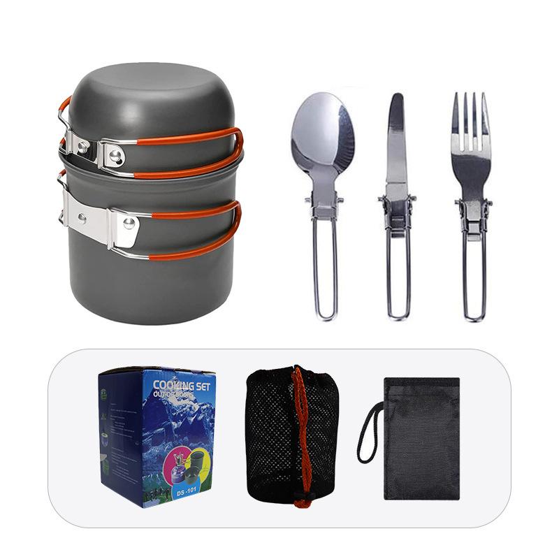 Outdoor Camping Pot Set Outdoor Pot Set Backpacker Camping Cooker Set Knife, Fork and Spoon Portable Pot Set Outdoor Cooker