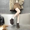 Women's 2024 Genuine Leather Snow Boots: Thick Sole, Anti-Slip, Velvet-Lined, Warm, Big Head Design for Winter