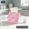 1pc Tissue Box, Elegant Pink Floral Romantic Pattern, 2D Flat Printing, Lightweight, Folds Flat, Tissue Container, for Your Workspace, 2D Flat