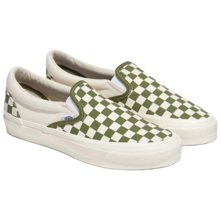 Vans Premium Checkerboard Slip-On Reissue 98 LX Bequeme Low-Top Skate-Schuhe Unisex-Sneaker Hellgrün VN000CSECIB1