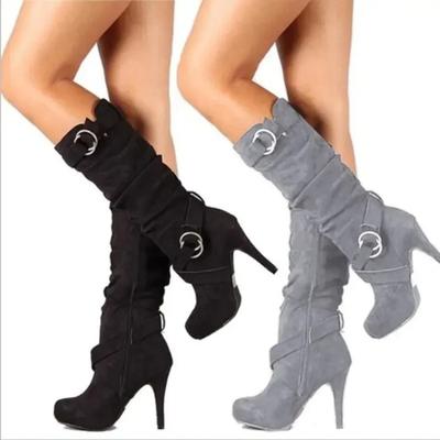 Sexy Knee High Women Boots Thin High Heel Round Toe Platform Fashion Ladies Pu Leather Boots Size 34-43 Lady Shoes