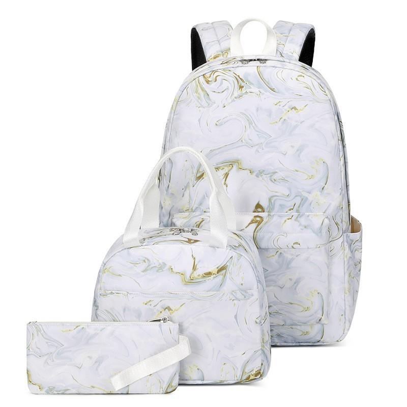 Three-piece Backpack Girls Starry Sky Graffiti Printed School Bag Lightweight Backpack