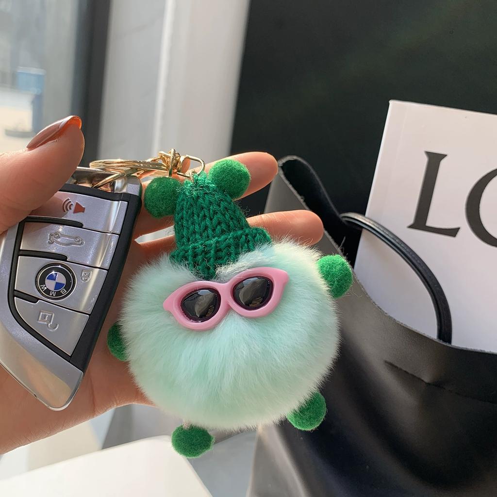Real Rex Rabbit Hair Coal Ball Elf Ins Internet Celebrity Cute Bag Pendant Plush Doll Car Keychain Pendant