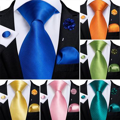 Pánská kravata Formální párty Modrá Boutonniere Hedvábná kravata Kapesník Manžetové knoflíčky Sada kravat pro svatební doplňky