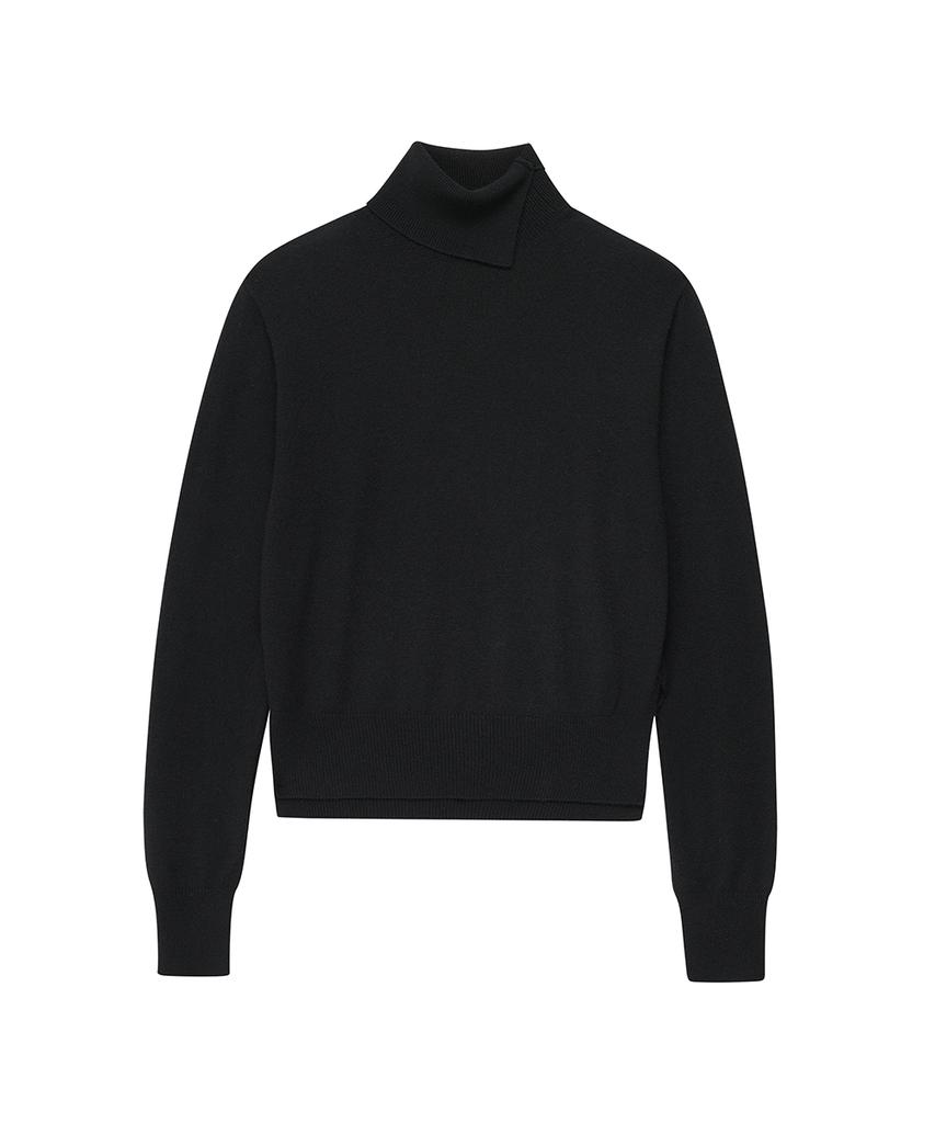 NOIRER FOR WOMAN Cashmere Slit Turtleneck (Black)