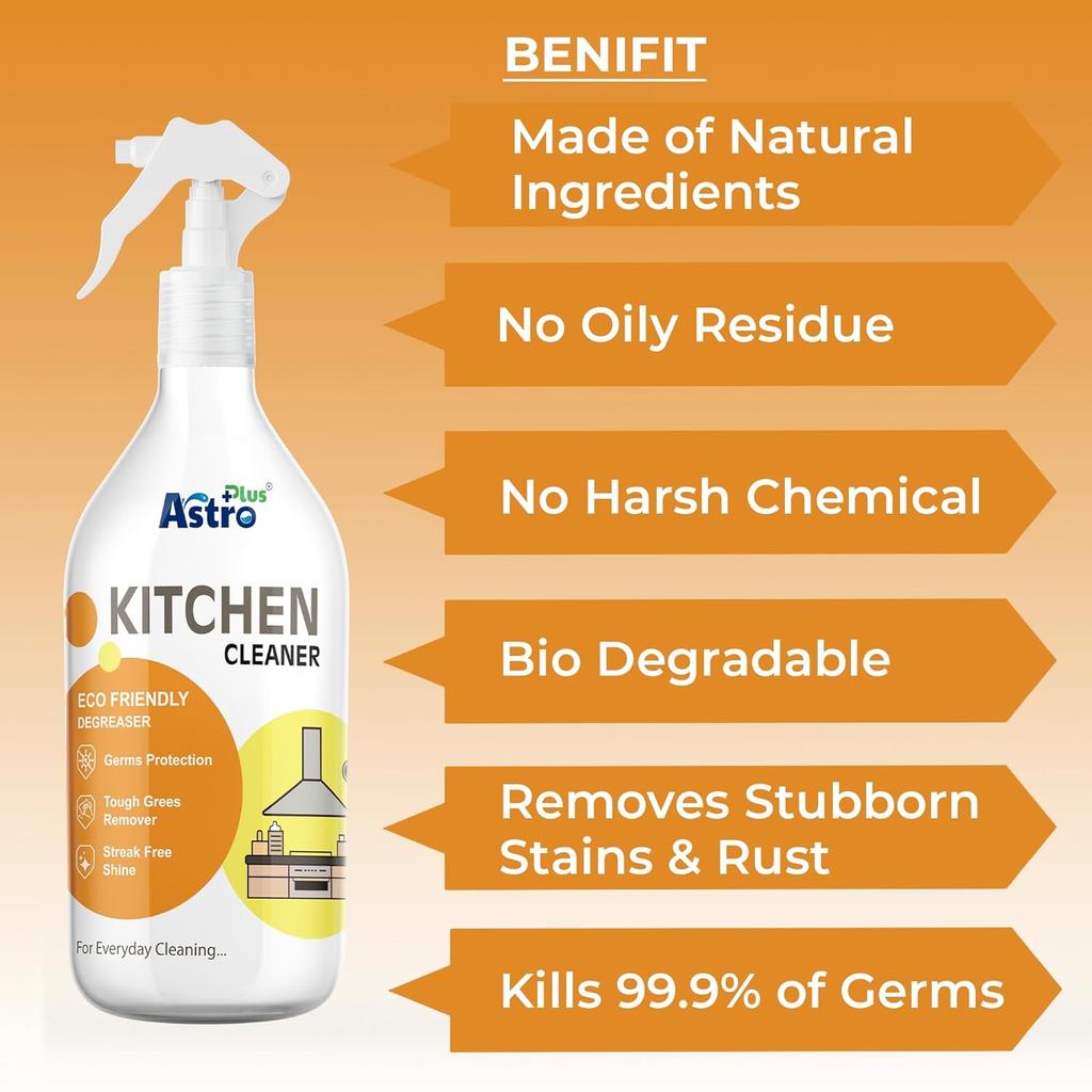 Astro Plus Kitchen Cleaner Spray For Stubborn Oil And Grease Removal On Stoves And Chimneys Powerful Surface Hygiene Care