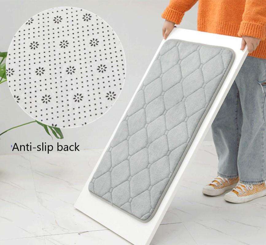 Inyahome Memory Foam Bath Mat Absorbent Bathroom Rug Bathmat Non Slip Floor Mats Kitchen Runner Restroom Living Room Blue Carpet