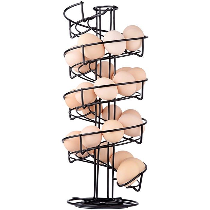 Distributeur Oeuf, Distributeur Oeuf Spirale Rangement Contient Environ 30-36 Oeufs, Support à Oeufs Peut Ranger - Noir