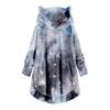 Women Fashion Plush Pocket Winter Tie-dyed Long Sleeve Keep Cat Ears Warm Coat