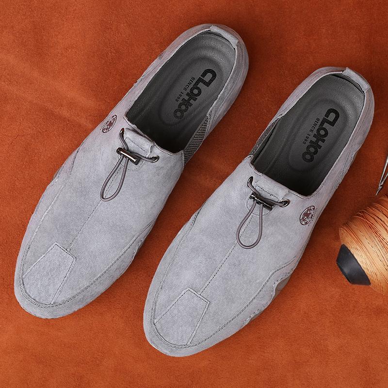 Men's Shoes Breathable Light Anti-slip Outdoor Flat Shoes for Men Casual Driving Shoes Genuine Leather Boat Shoes Soft Sole Footwear