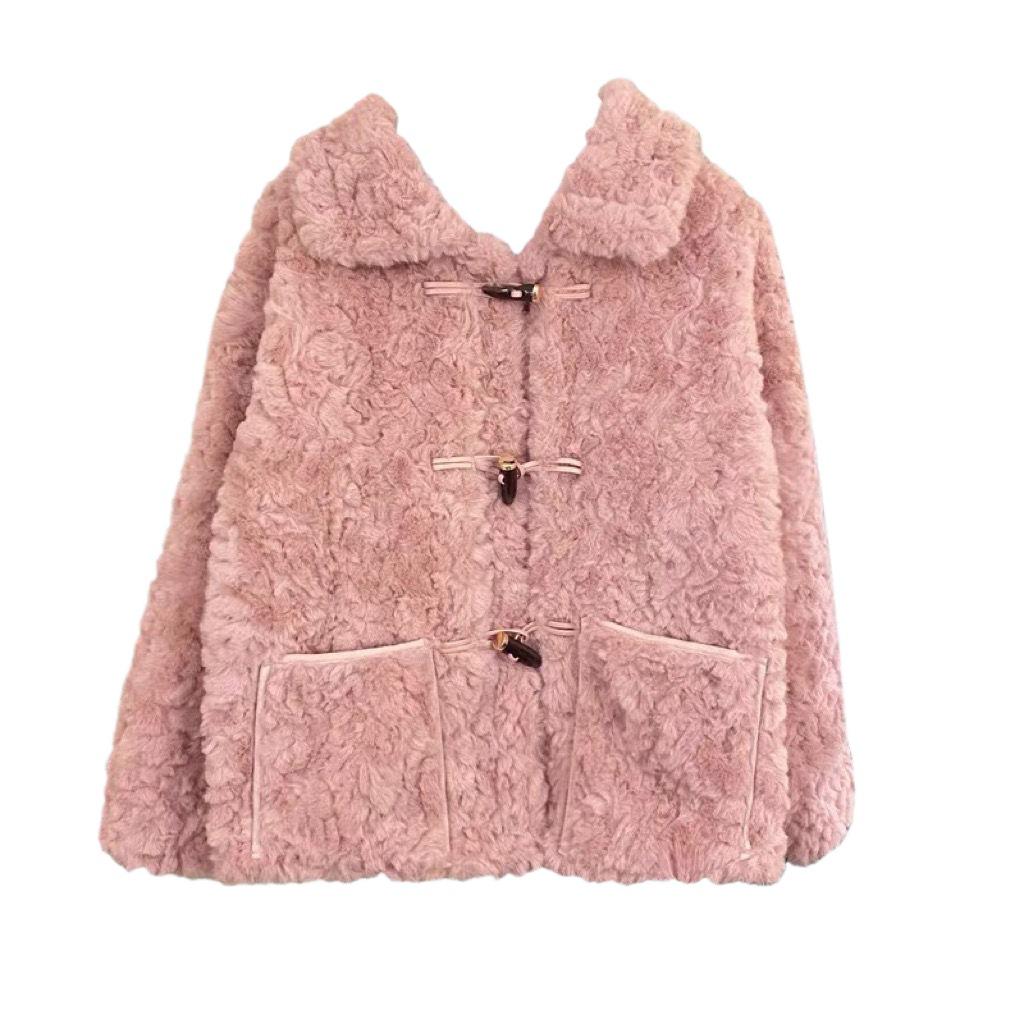Fleece-Lined Lamb Wool Coat - Autumn/Winter 2025: Short, Stylish, Warm Temperament for Women