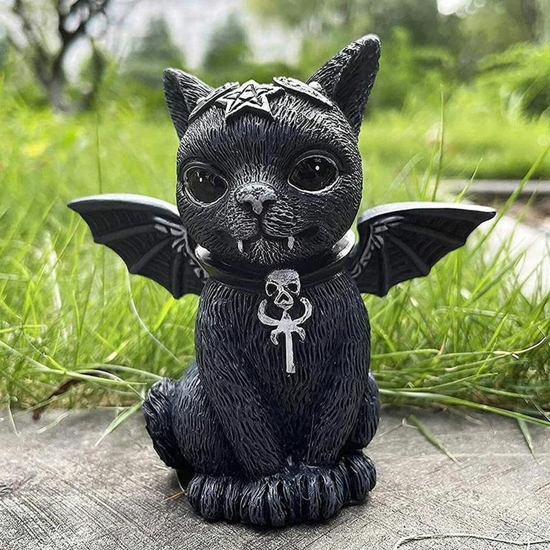 

Статуя черной кошки, таинственная милая фигурка кошки, ведьмы, кошки, ведьмы, украшение для стола, ручная роспись, скульптура для Хэллоуина, 1 шт.