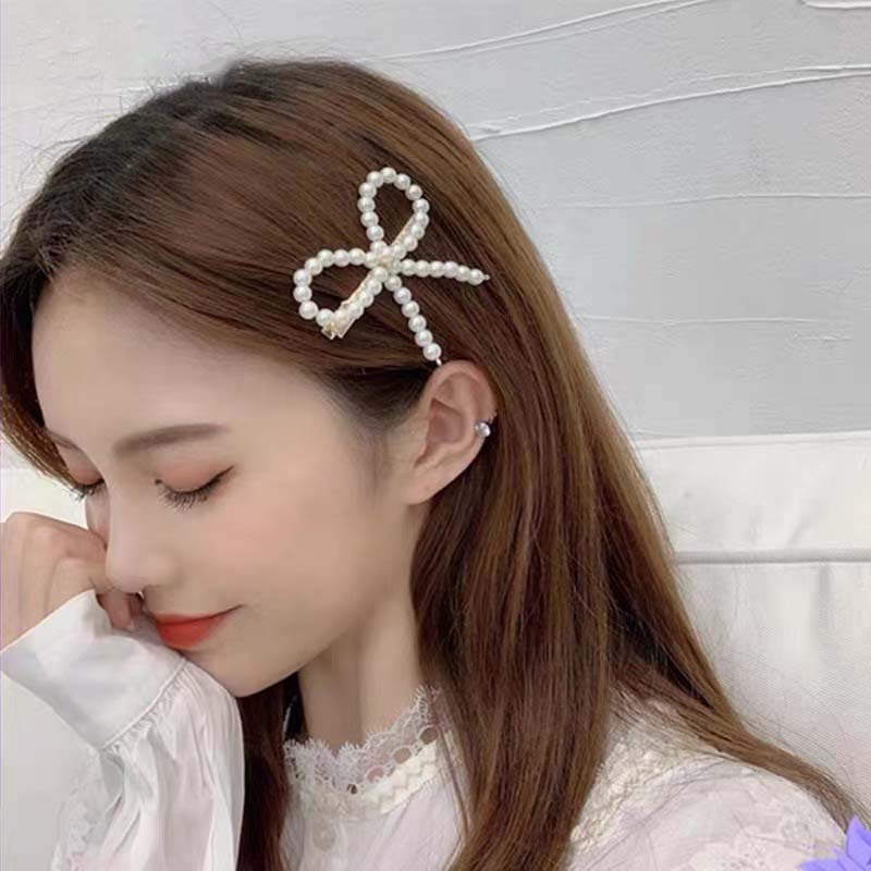 Y2K Korean White Pearl Bowknot Hairpin Hair Clips for Women Girl Elegant  Fashion Geometric Hair Barrettes Hair Accessories