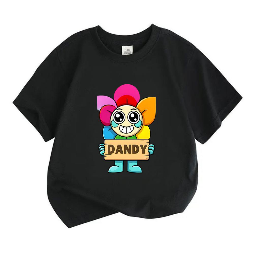 Kids Boys Girls 100% Cotton Crew Neck Short Sleeve T-Shirt Cute Rainbow Flower Dandy Cartoon Graphic Casual Comfortable Breathable Tee for Daily Outdo