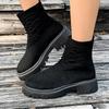 Spring Plus-size Fashion Boots Women's New Stretch Fly Knit Platform Socks Boots Casual Low-top Martin Boots
