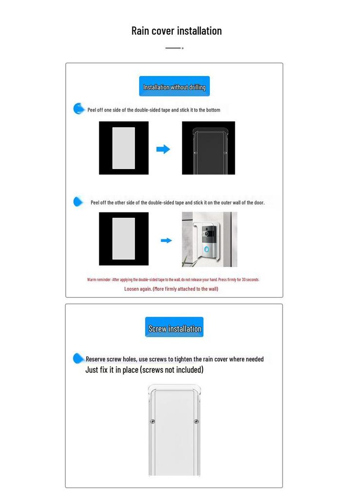 Large Waterproof Cover for Video Doorbell - PC Material, Rain-Resistant 