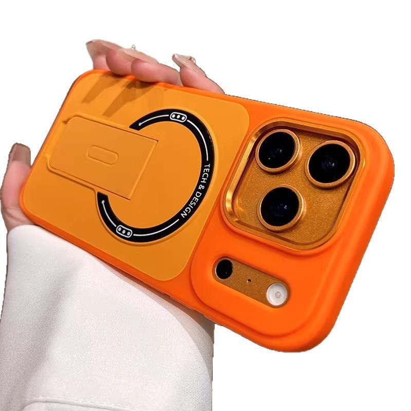Applicable to iPhone17PROMAX mobile phone case folding invisible magnetic suction bracket Apple 16 matte skin feeling 15 anti-drop