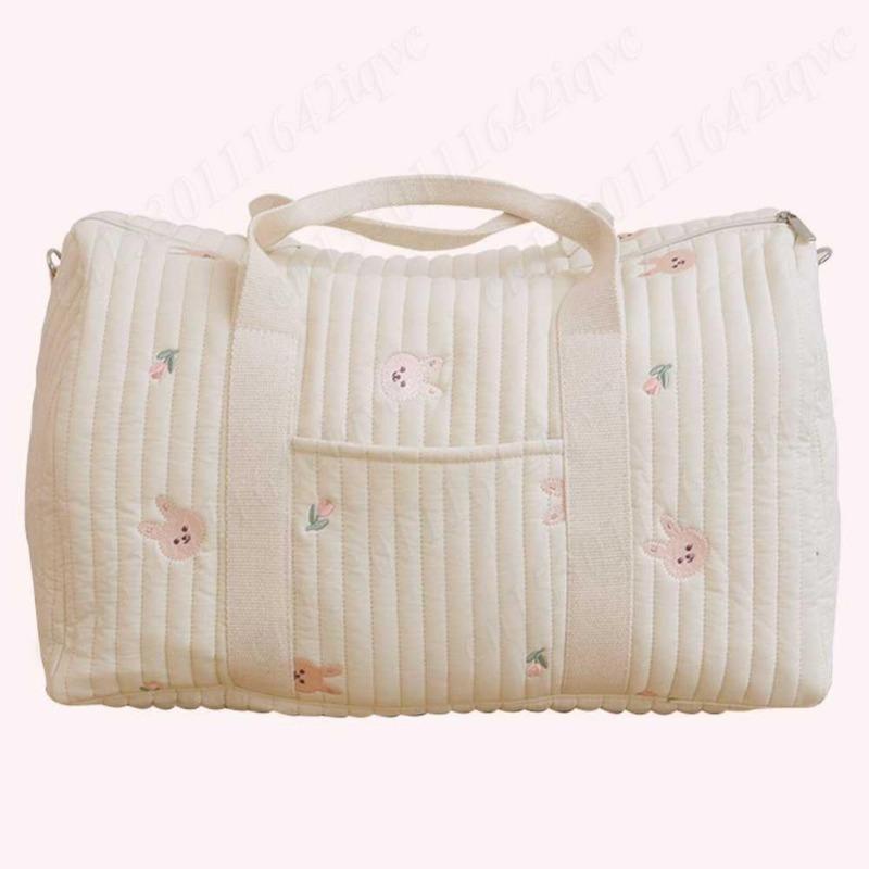 Baby Diaper Bag Embroidered Nappy Organizer Messenger Bag Cute Cartoon Shoulder Bag with Zipper Luggage Tote Bag for Travel