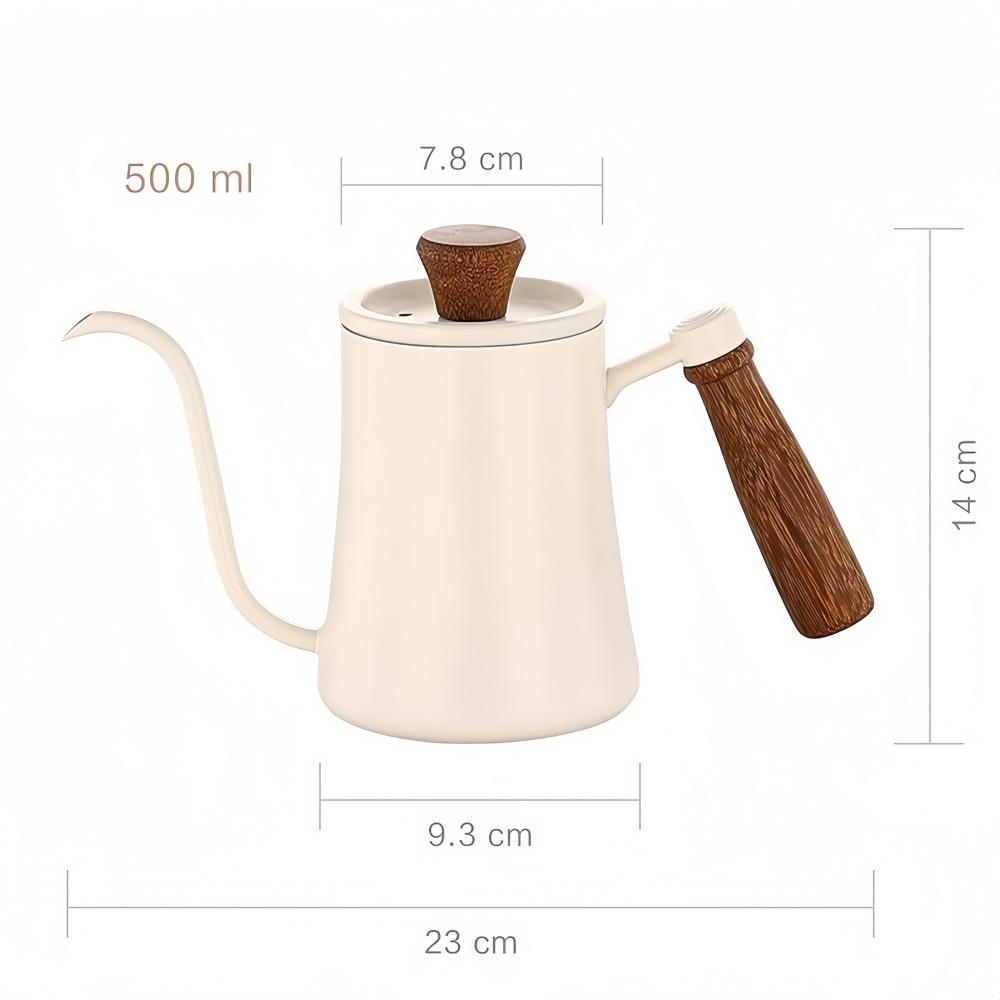 Coffee Pot with Lid Thermometer 304 Stainless Steel Clear Scale Solid Wood Handle High Quality Hand-made Coffee Utensils 500ML