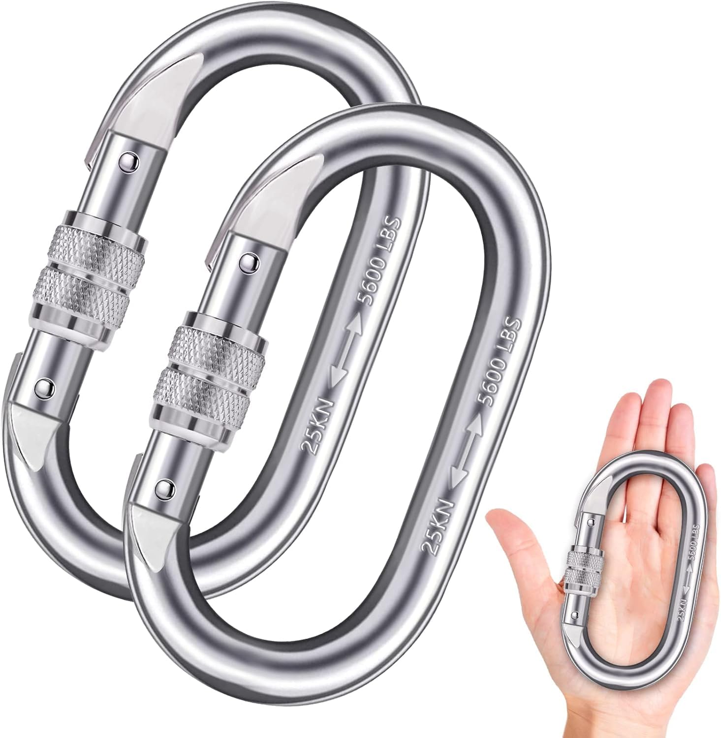 

WANYOO Locking 25KN for and with Protection Carabiner, (2500kg), O-Ring, Rescue, Training, Towing, Anti-Slip