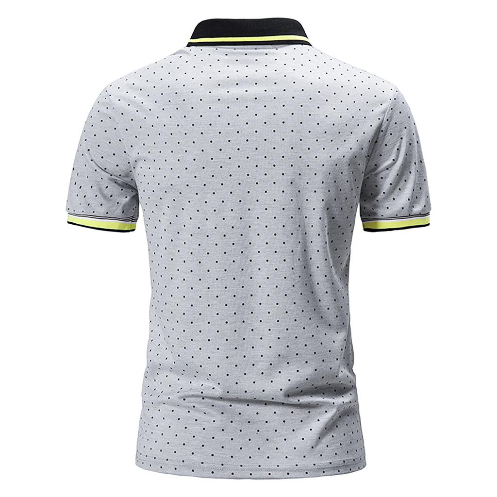 Men's Casual Color Printed Loose Short Sleeve T-Shirt Po Lo Shirt