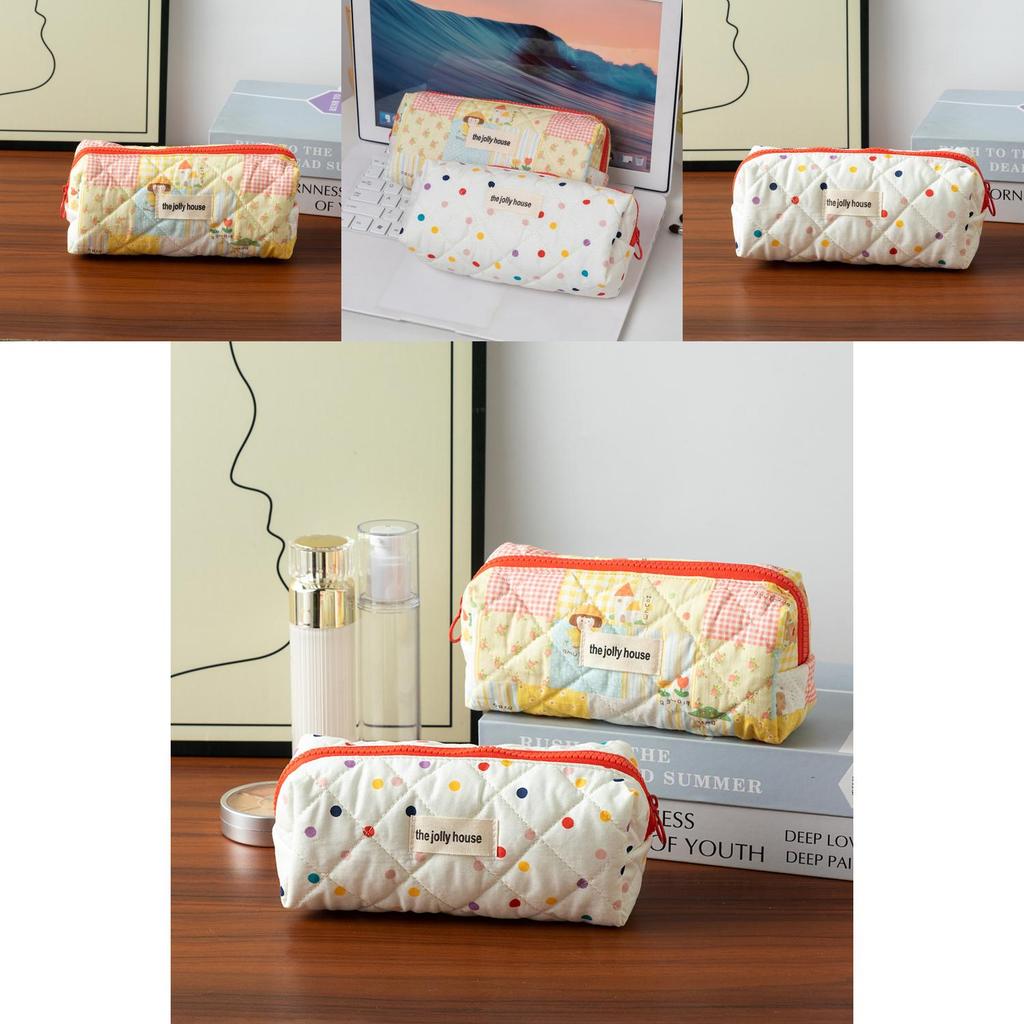 Polyester Colorful Dot Makeup Bag With Large Capacity Portable Travel Organizer For Students