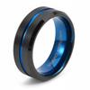 Unisex  8MM Tungsten Carbide Ring For Men's Beveled Edge Groove Wedding Band Hip Hop Jewelry  Gifts