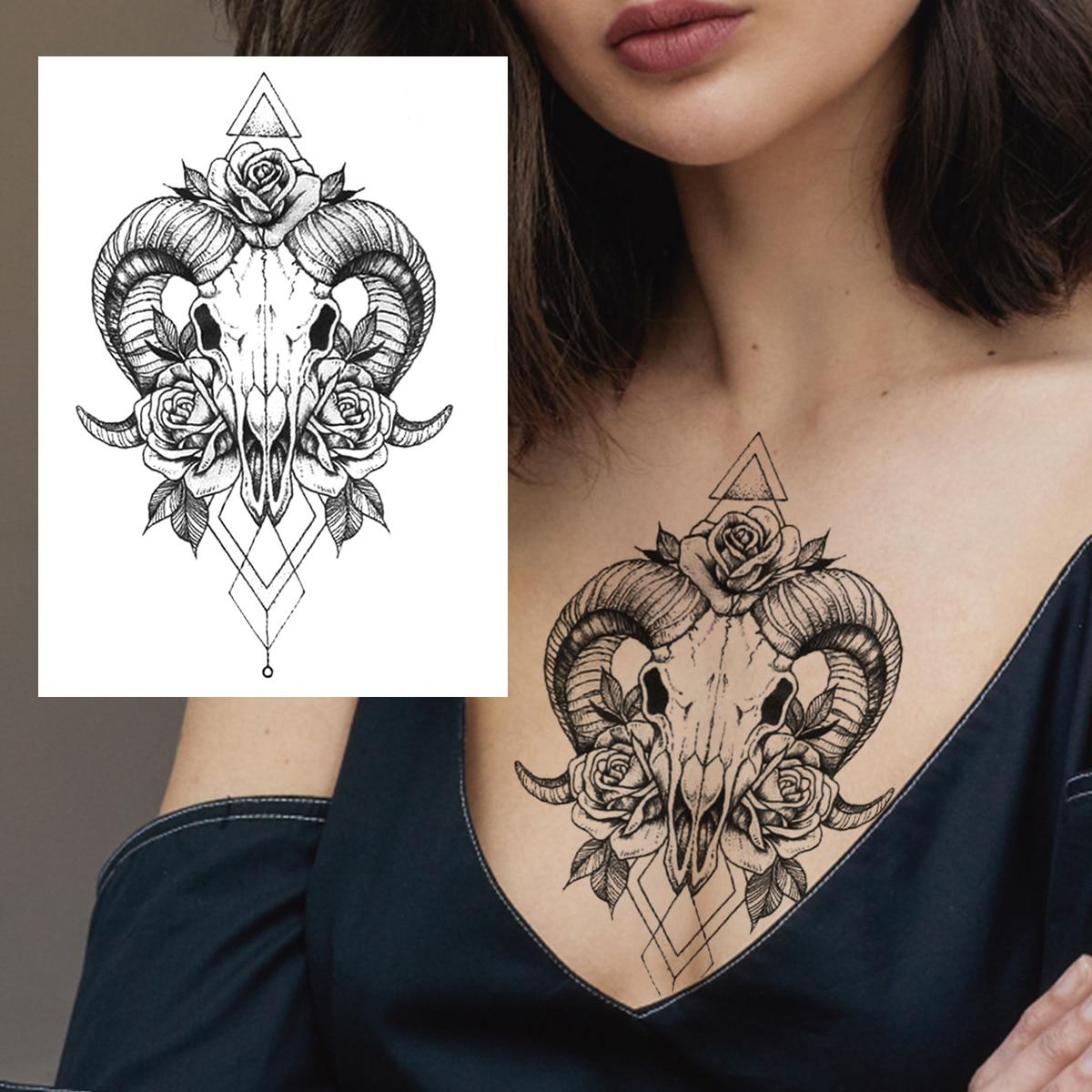 

Черный Волк Демон Временные Татуировки Для Мужчин Женщин Взрослых Детей Поддельные Сова Скелет Татуировки Наклейки Воин Тигр Рисунок Тела Татуировки Ноги