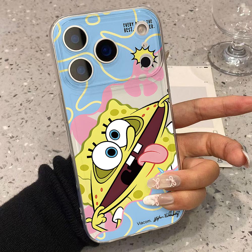 Süße SpongeBob S-Quadratpants Handyhülle für iPhone 17 Air 16 15 14 Plus 13 12 11 Pro Max X Xs XR 8 e Weiche TPU Transparente Hülle