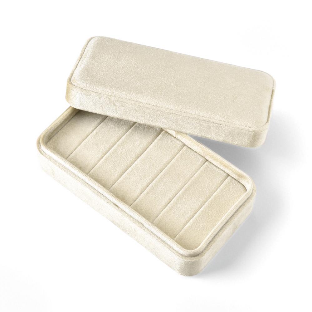 Rectangle Velvet Jewelry Box With Lid Premium Earrings Ring Storage Box Portable Jewelry Display Gift Case Custom Logo