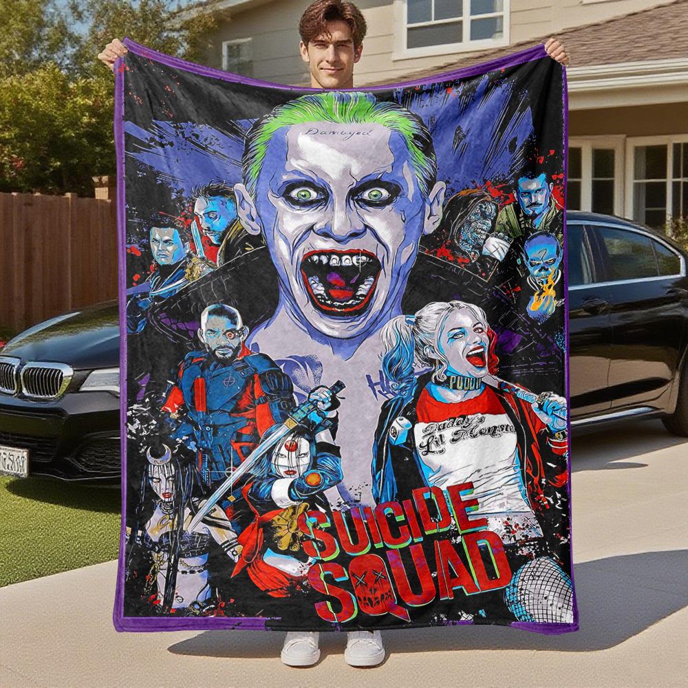 1PC Harley Quinn Suicide Squad Outdoor Flannel Blanket Soft Plush Decor for Picnics, camping,Bedroom, Playroom, Office1141A