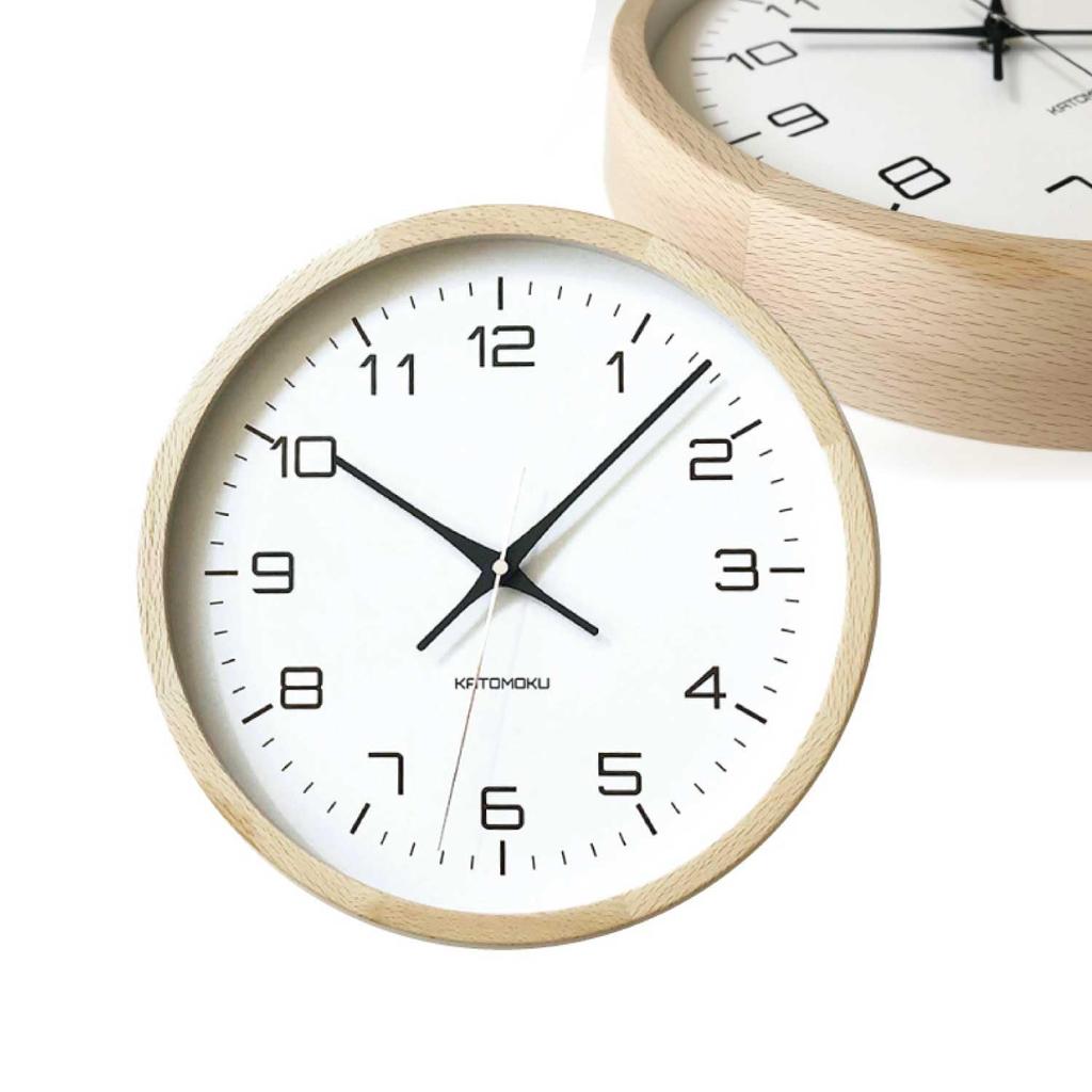 KATOMOKU Muku Clock 11 Natural km-94NA Wall Clock with Continuous Second Hand, 30.6cm Diameter (Quartz Clock)