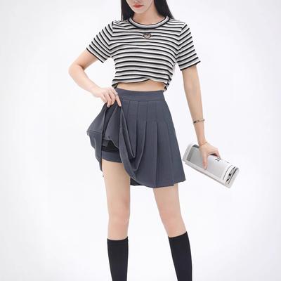 New Elastic Waist Pleated Skirt Women's Spring, Summer and Autumn A-character Thin Skirt