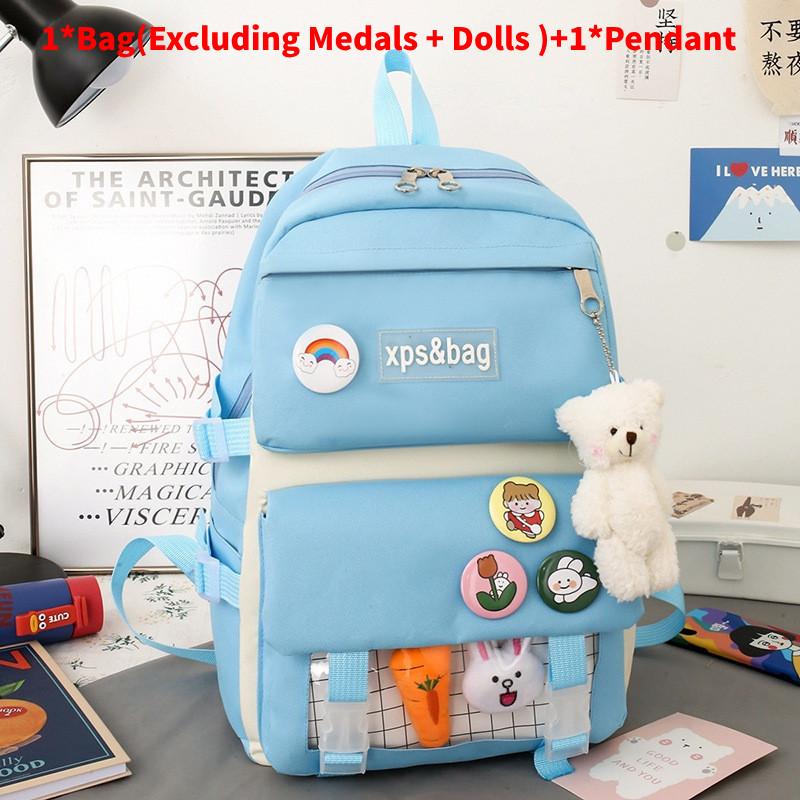 Bag Xps Letter Print Backpack With Pendant Large Capacity Schoolbag Kids Gift
