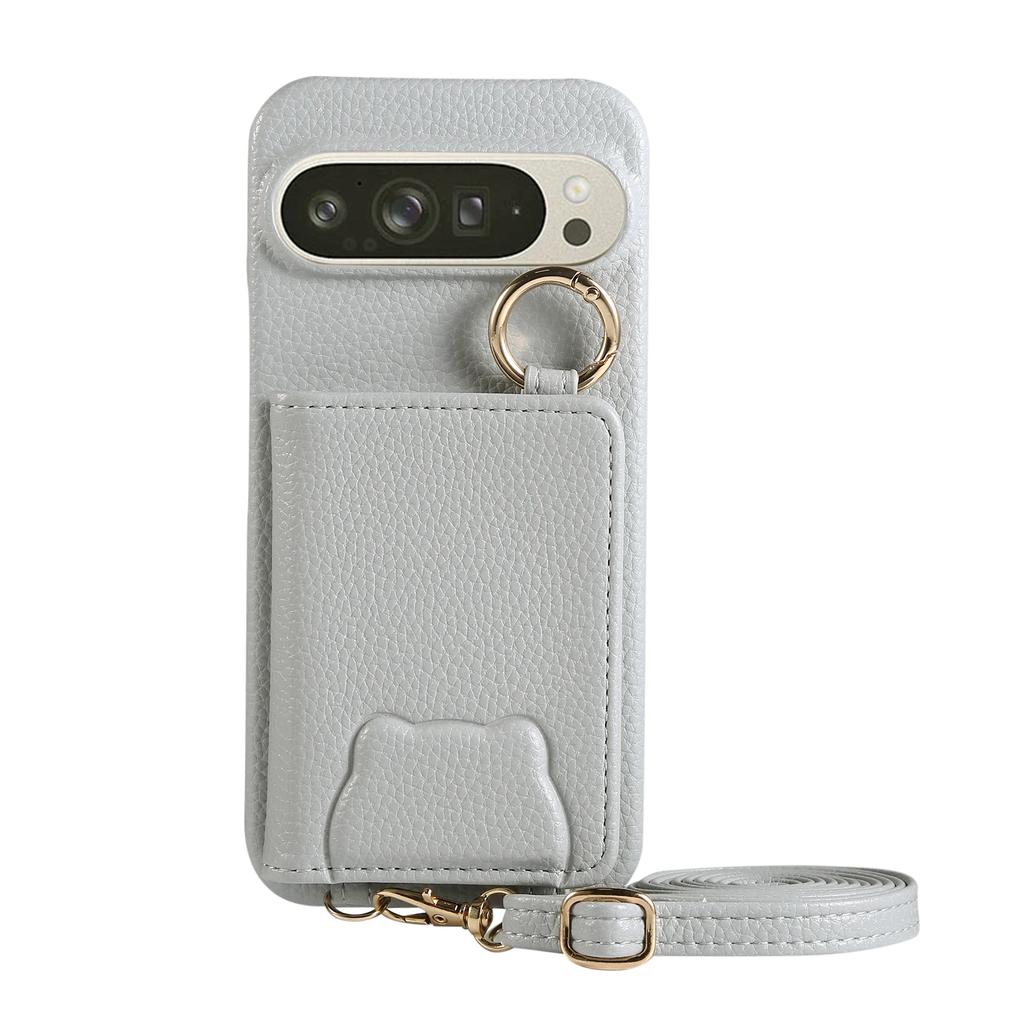 Crossbody Cards Solt Leather Wallet Mirror Ring Holder Case Google Pixel 9 Pro XL 8 8Pro 8A 7 6 7A 6A Long Lanyard Cute Cover