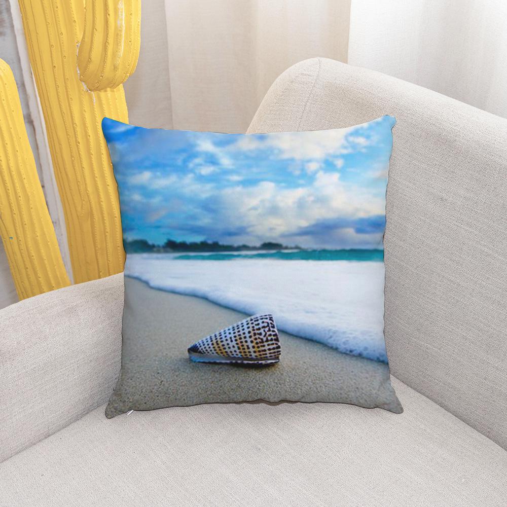 Beach Pillow Case with Shell and Conch Pattern Cushion Cover for Home Living Room Sofa Bedroom Decoration Pillow Case