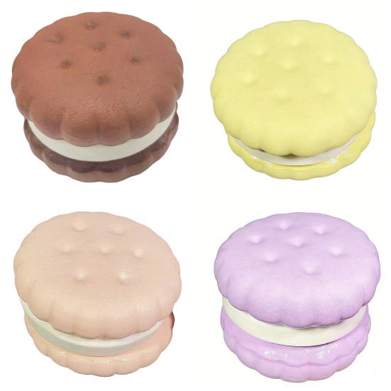 2.7 Inch Slow Rising Toy Super Soft Cookie-Shaped Squeeze Toy Realistic 3 Layers Sandwich Cookie Stress Relief Decompression Toy for Kids Adults