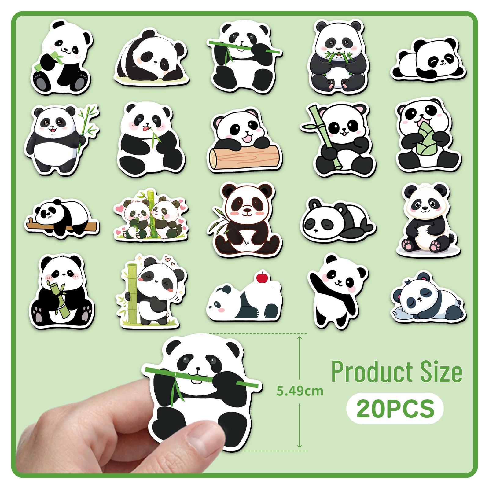 20PCS Cute Panda Refrigerator Magnets - Waterproof Cartoon Animal Designs for DIY 5.5-8.5cm