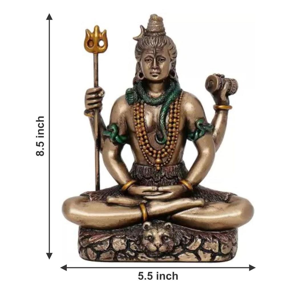 Decorative Shiva Idol, Bhole Nath, Mahadev Statue, Gold, 9 Inches, 1 Piece