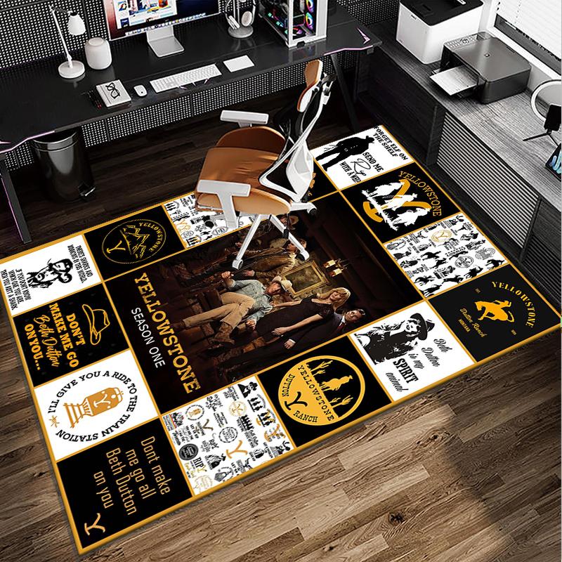 Yellows-tone Dutton Ranch Office Rug Chair Mat, Game Carpet, Suitable for Front Door, Bedroom, Living Room, Desk, Holiday Gift